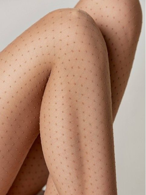 Tights in small polka dots with imitation mesh PERLA Lycra®