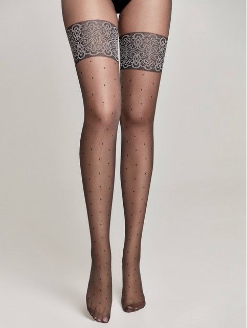 Polka dot tights with imitation fishnet stockings PASSAGE Lycra®