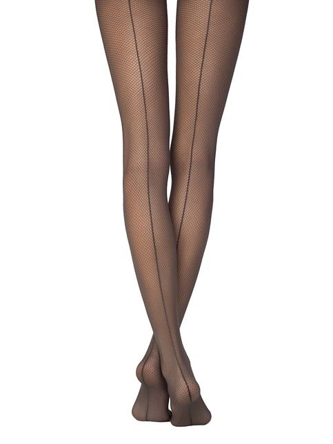 Tights with an imitation seam at the back and the effect of fine mesh LINEA Lycra®