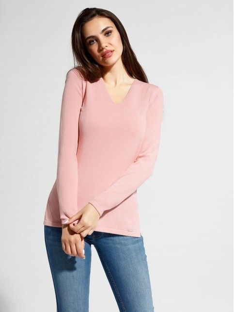 Elongated knitted pullover with side slits LDK 056