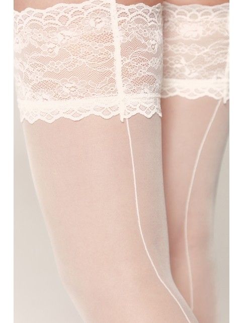 Wedding stockings with a wide openwork elastic band DELUXE