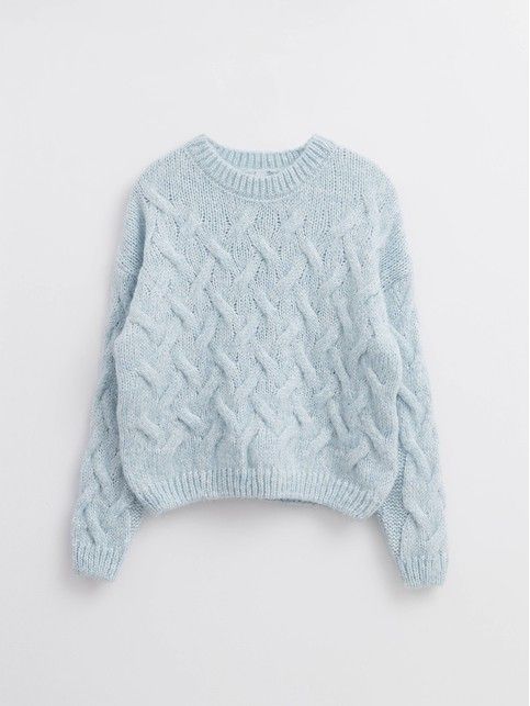 Sweater with a voluminous pattern in viscose, mohair and merino wool LDK 123