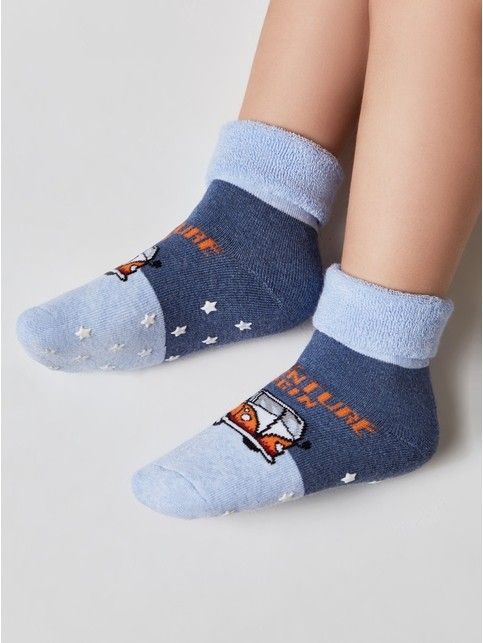 Terry socks SOF-TIKI with a lapel and anti-slip foot