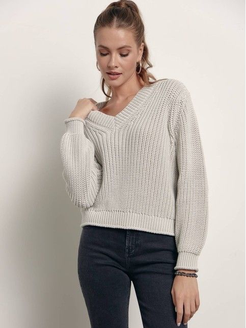 Textured jumper made of chunky yarn with cotton LDK 151