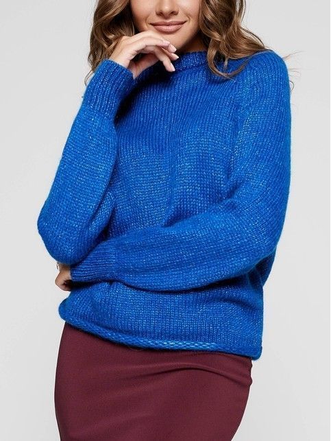 Knit pullover made of voluminous Italian yarn with wool and mohair LDK 075