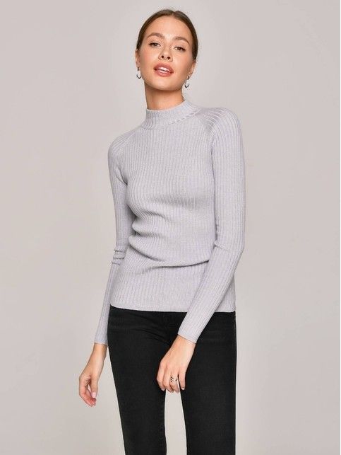 Ribbed Italian yarn sweater with viscose and wool LDK 060