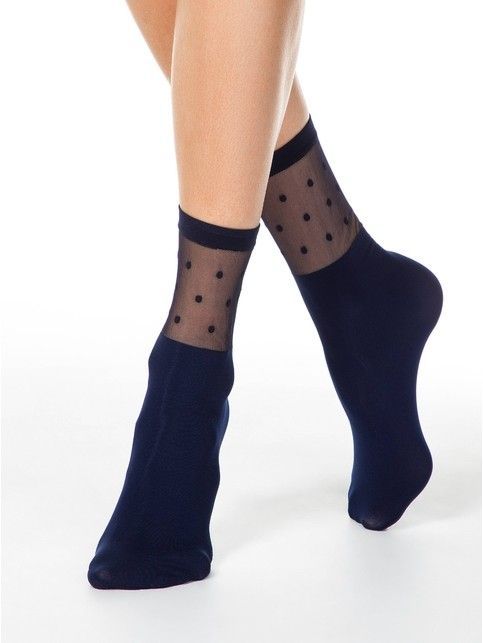 Extended socks with a transparent FANTASY polka dot top