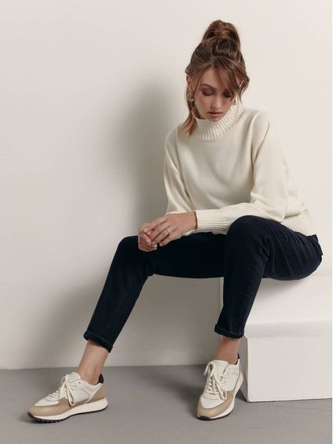 Cropped sweater made of wool and cotton yarn LDK 158