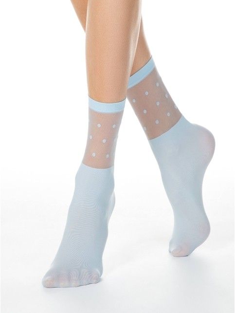 Extended socks with a transparent FANTASY polka dot top