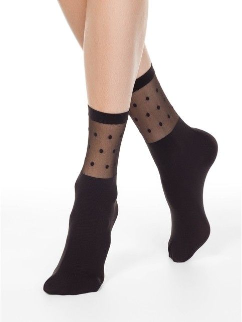 Extended socks with a transparent FANTASY polka dot top