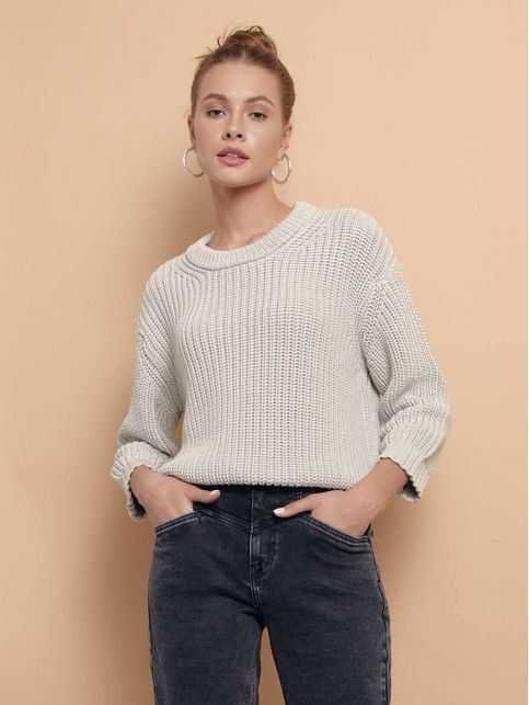 Cropped jumper in chunky yarn with cotton LDK 152