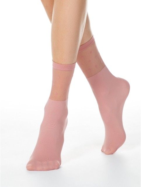 Extended socks with a transparent FANTASY polka dot top