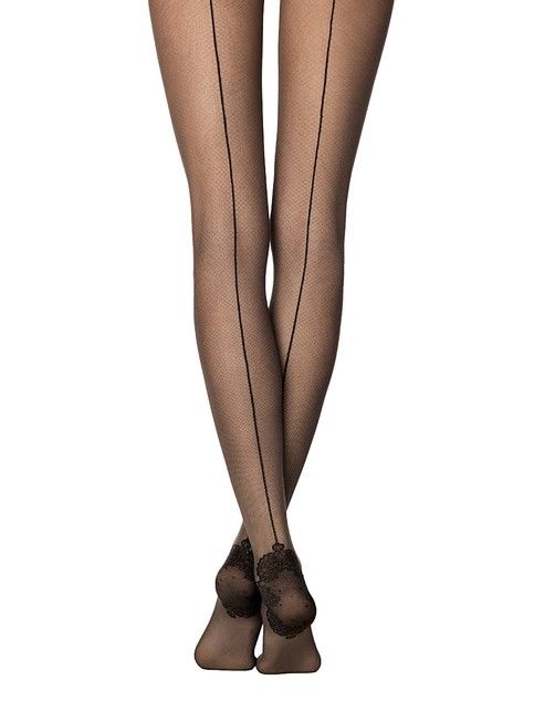 Tights with imitation seam and openwork tracers TRACE Lycra®
