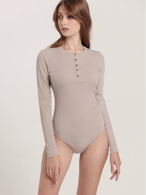 LBD 1386 Fine Rib Bodysuit With Snap Placket