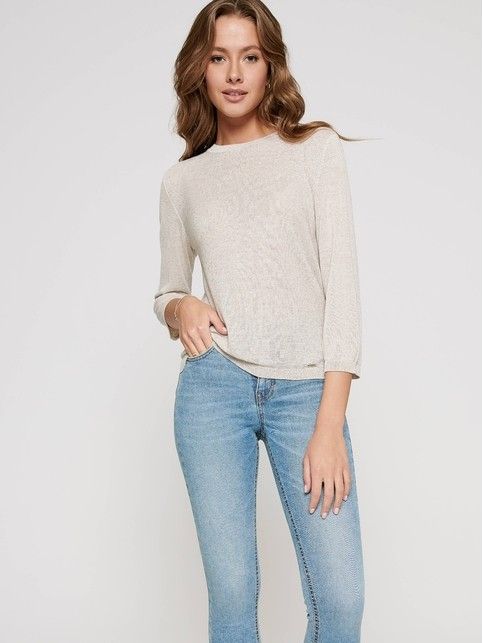Knit textured pullover made of viscose and linen yarn LDK 089