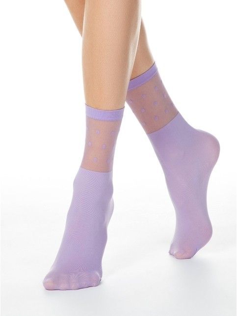 Extended socks with a transparent FANTASY polka dot top