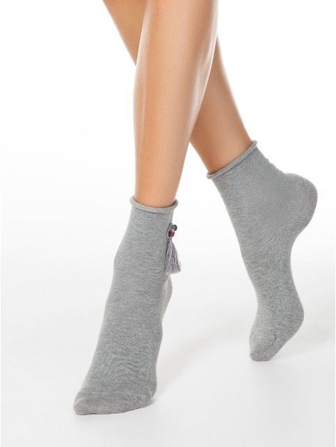 Extended melange socks with tassels FANTASY