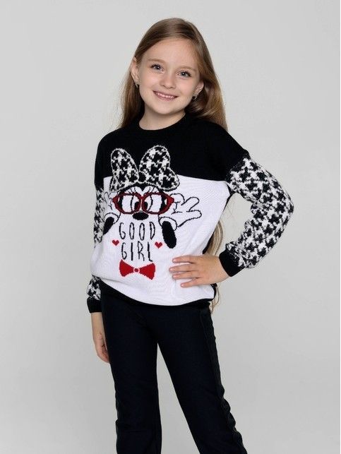 Knitted jumper with a crow's foot pattern and © Disney