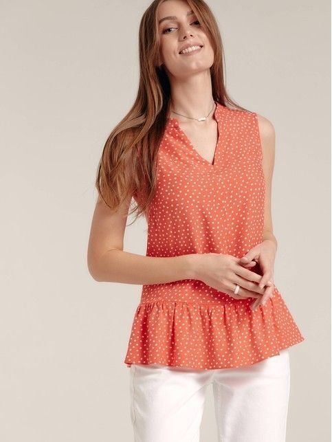Blouse with polka dots with flounce LBL 1196