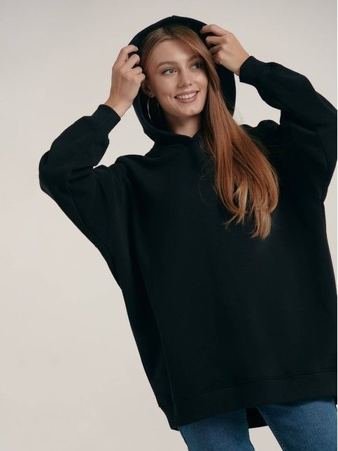 Longline oversized fleece hoodie with 