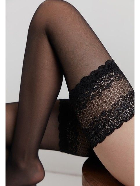 Stockings with a wide openwork elastic band FLAME