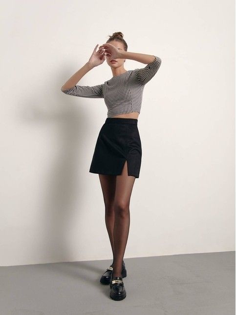 Suede mini skirt with slit LU 1418