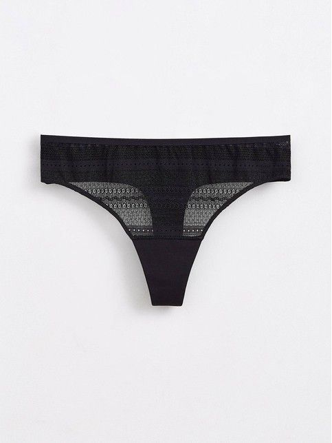 Seamless string panties made of cotton and lace ROMANTIC STORY LST 1267