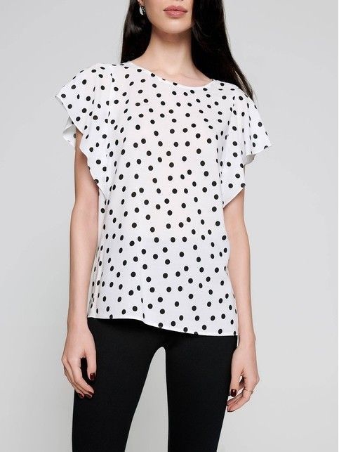 Premium viscose polka-dot blouse with flounces LBL 1092