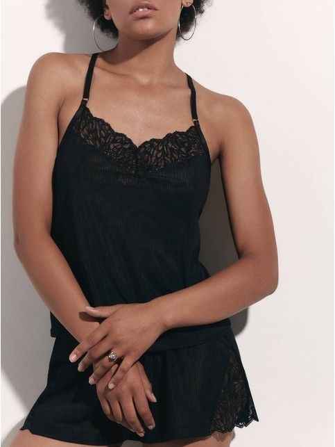 Top in sheer ribbed with lace Divonteese LHW 1464
