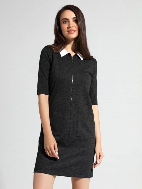 Dress with metal zipper and collar LPL 1056