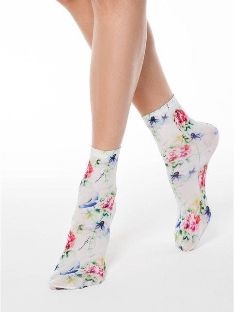 Floral print socks FANTASY 70