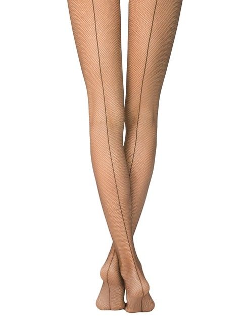 Tights with an imitation seam at the back and the effect of fine mesh LINEA Lycra®