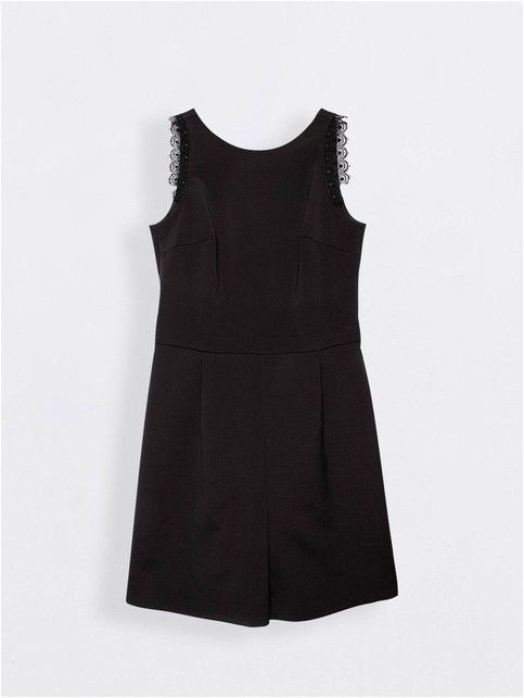 Black off-the-shoulder jumpsuit with lace GIGI
