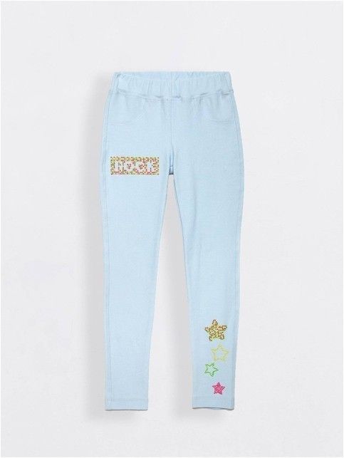 Jeggings ROCK STAR with a bright pattern of neon rhinestones