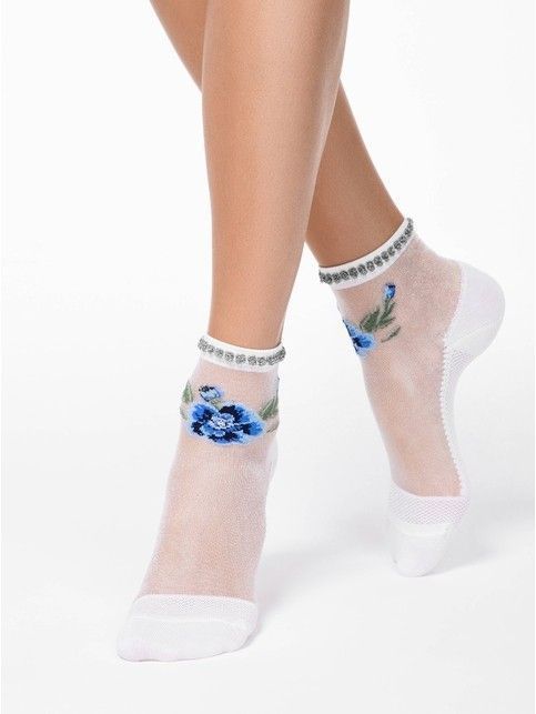 Fancy socks with imitation embroidery and 