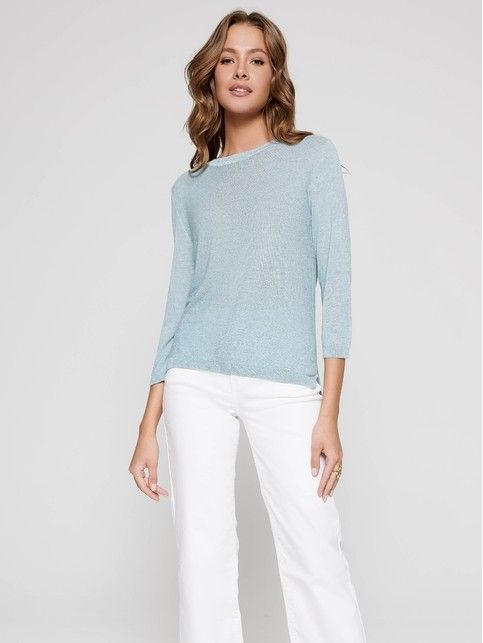 Knit textured pullover made of viscose and linen yarn LDK 089