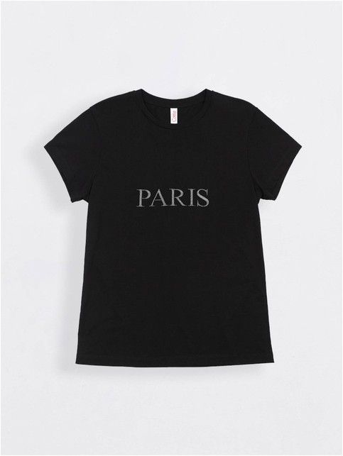 Black soft cotton t-shirt with embroidery 