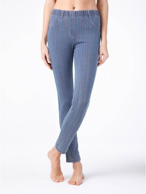 Trendy striped denim leggings OLIVIA
