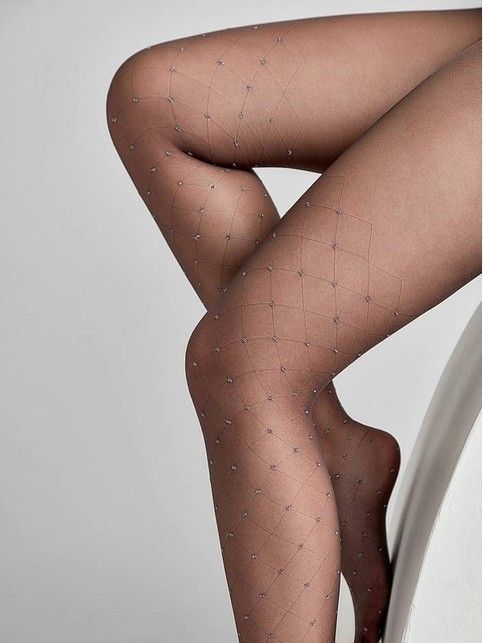 LUSSO Lurex tights with diamond pattern and polka dots