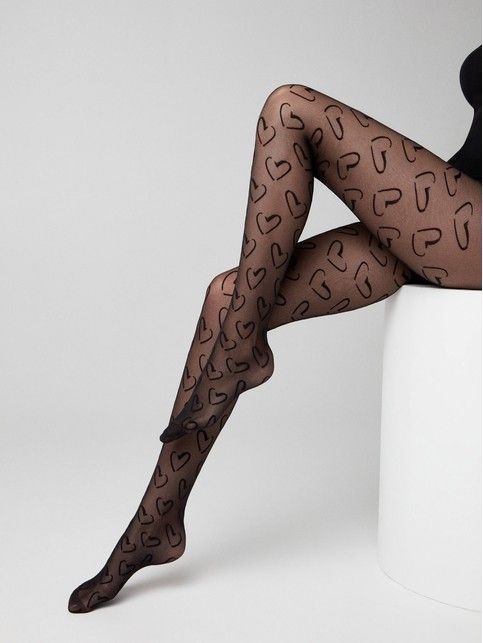 LOVE POWER tights with large heart pattern