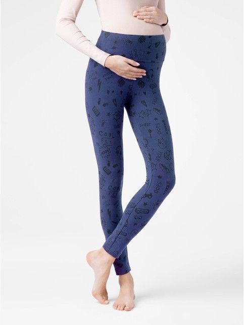 Ultra-comfortable maternity leggings with a trendy pattern MAMA ART