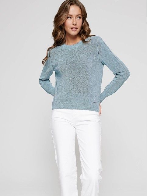 Knit pullover with openwork pattern made of light cotton yarn LDK 095
