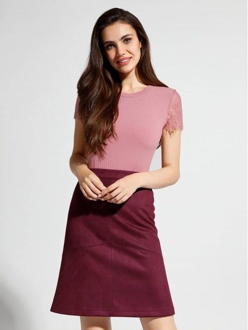 Textured body top made of premium quality viscose with lace LBD 1034