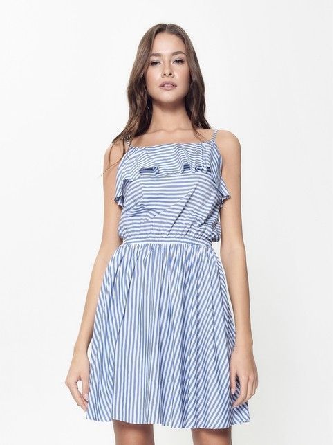 Trendy striped gown with thin straps LPL 911