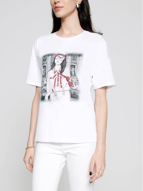 White cotton t-shirt with print 