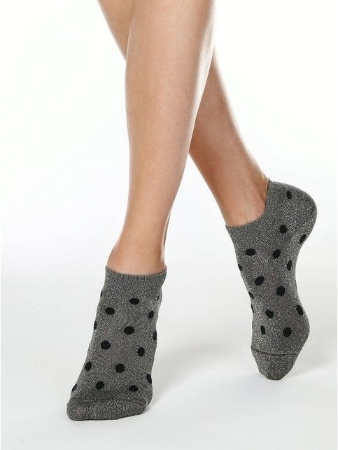 Short shiny socks with a polka dot pattern FANTASY