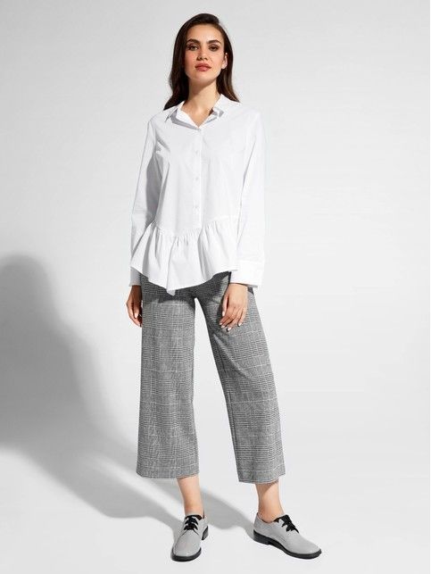 White cotton shirt with asymmetrical peplum LBL 1040