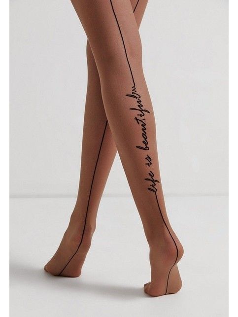 Tights with imitated seam and a tattoo pattern BEAUTY