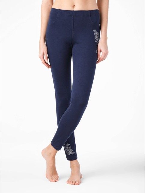 Ultra-elastic jeggings with a metal pattern LORE