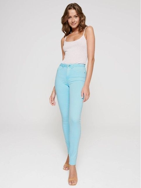 Coloured skinny high rise jeans with stonewash effect CON-219 Lycra®